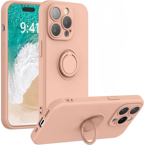 Coque Silicone Pour Iphone 14 Pro Couleur Rose Avec Anneau Support Little Boutik®