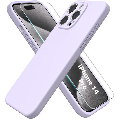 Coque Silicone Violet + Verre Trempe Pour Iphone 14 Pro Little Boutik®