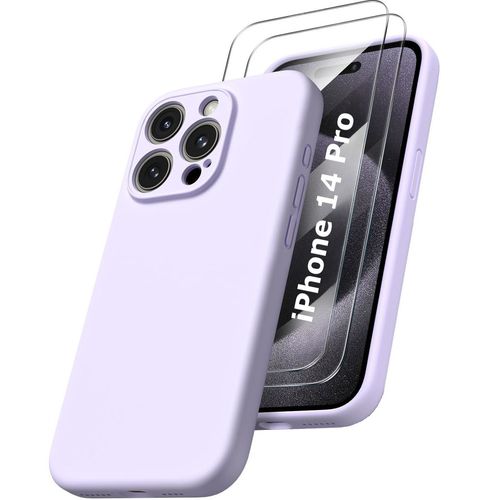 Coque Silicone Violet + 2 Verres Trempes Pour Iphone 14 Pro Little Boutik®