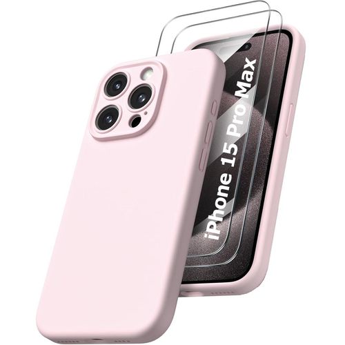 Coque Pour Iphone 15 Pro Max Silicone Rose + 2 Verres Trempes Little Boutik®