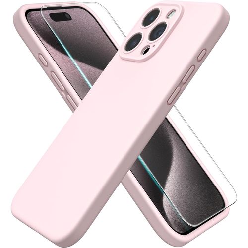 Coque Pour Iphone 15 Pro Silicone Rose + Verre Trempe Little Boutik®