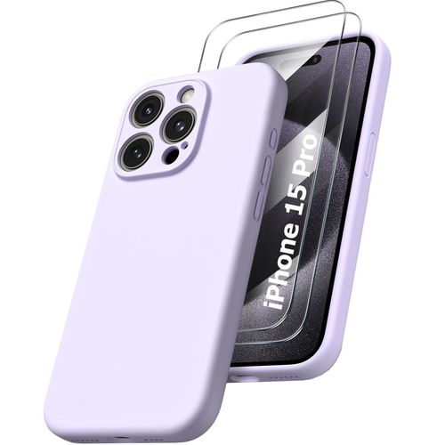 Coque Silicone Violet + 2 Verres Trempes Pour Iphone 15 Pro Little Boutik®