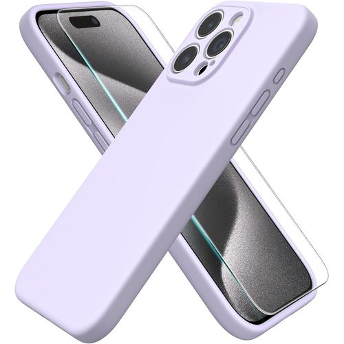 Coque Silicone Violet + Verre Trempe Pour Iphone 15 Pro Little Boutik®