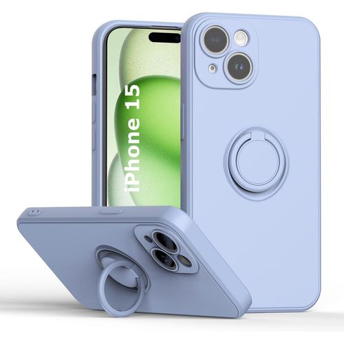 Coque Silicone Pour Iphone 15 Couleur Violet Avec Anneau Support Little Boutik®