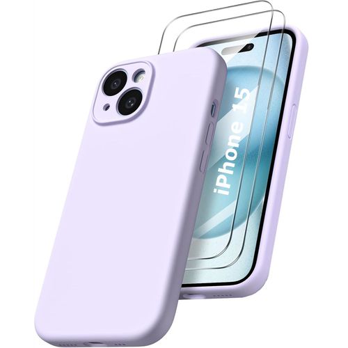 Coque Silicone Violet + 2 Verres Trempes Pour Iphone 15 Little Boutik®