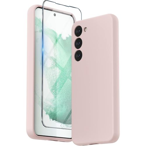 Coque Rose Pour Samsung Galaxy S23 (6,1") Et Verre Trempé Film Protection Ecran Little Boutik®