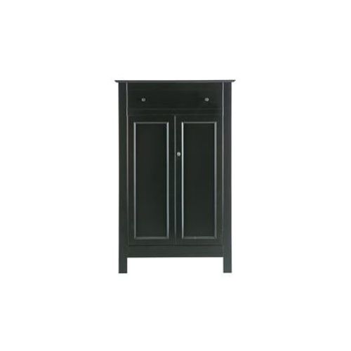 Buffet Haut 2 Portes 1 Tiroir 93x40x150 Cm En Pin Noir - Benoni
