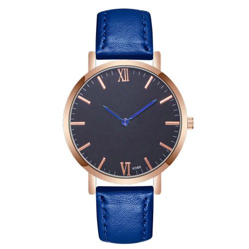 Montre A Quartz Zhoulianfa Pour Homme, Bracelet En Cuir Synthetique, Cadran Bleu, Pointeur (Bleu Roi)