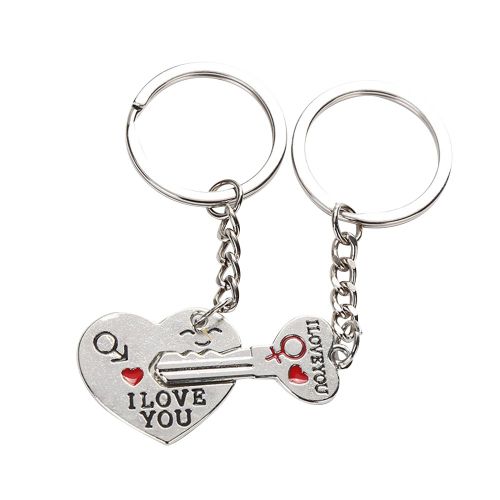 Paire De Porte-Cles En Alliage Tendance Avec Cadenas En Forme De Cour Pour Couple, Decoration Exquise Pour Sac A Main