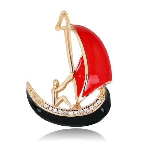Broche De Col En Alliage Brillant Avec Motif Voilier Et Strass, Accessoire De Vetement, Bijoux, Cadeau