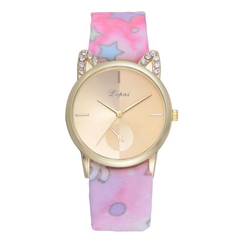 Lvpai Montre A Quartz Simple, Tendance Et Decontractee, Avec Bracelet En Tissu Imprime, Rose