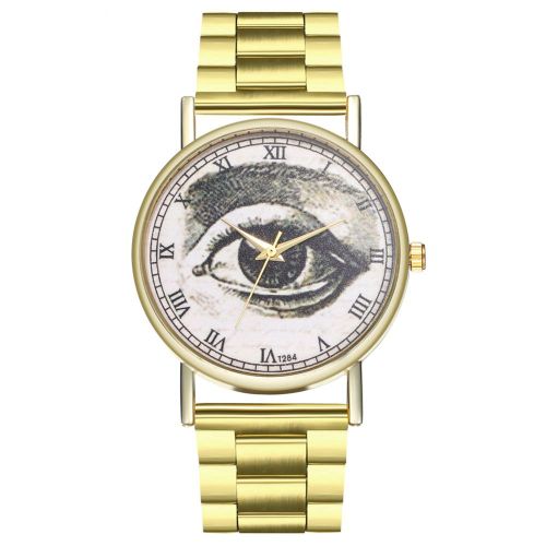 Montre-Bracelet A Quartz Zhoulianfa A Motif D'oil Pour Homme Et Femme, Bracelet En Acier