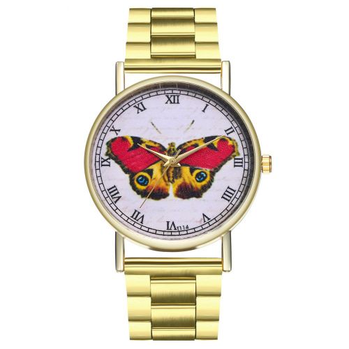 Montre-Bracelet A Quartz Zhoulianfa Vintage En Alliage A Motif Papillon Pour Femme