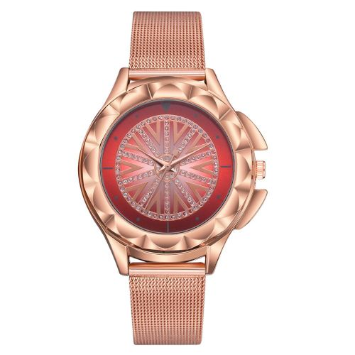 Montre-Bracelet Elegante A Quartz Pour Femme Avec Bracelet En Strass (Rouge)