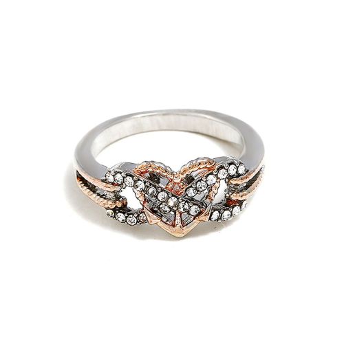 Bague En Alliage Avec Strass Et Cour Geometrique Pour Femme (Or 8#)