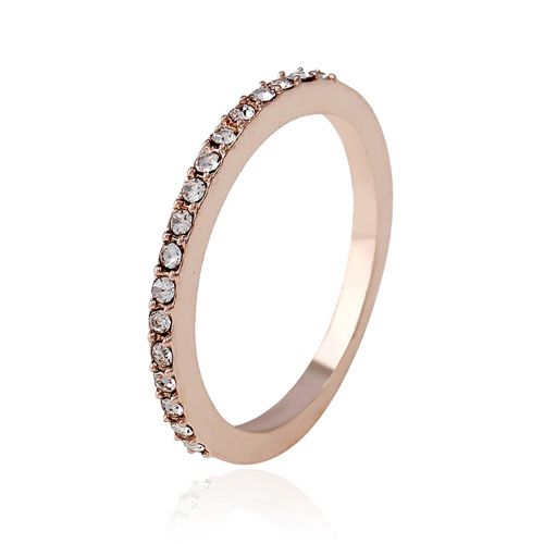 Bague Simple En Alliage Avec Strass Pour Femme (Or 10#)