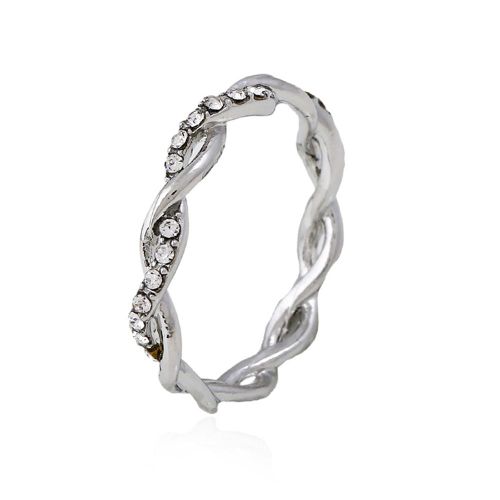 Bague Simple En Alliage Avec Strass Creux Pour Femme (Platine 10#)