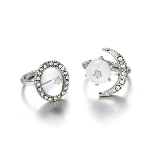 Kit De Bagues Pour Femmes, Style Occidental, Retro, En Alliage D'opale Et Strass