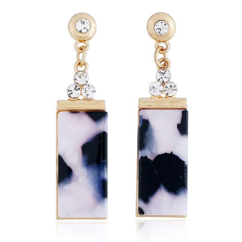 Boucles D'oreilles Pendantes A Motif Geometrique Pour Femme (Rectangle Dore)