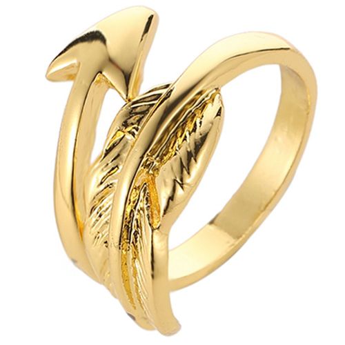 Bague Ouverte Unisexe En Alliage Avec Plumes Et Fleches Pour Homme Et Femme (Dore)