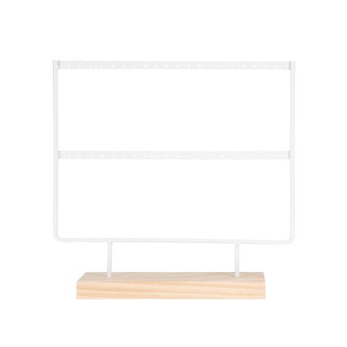 Presentoir A Bijoux En Acier Inoxydable Et Plateau En Bois (Blanc)