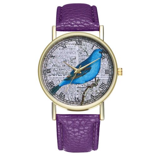 Montre A Quartz Zhoulianfa Avec Bracelet En Cuir Pu, Motif Simple, Unisexe, Pour Couple (Violet)