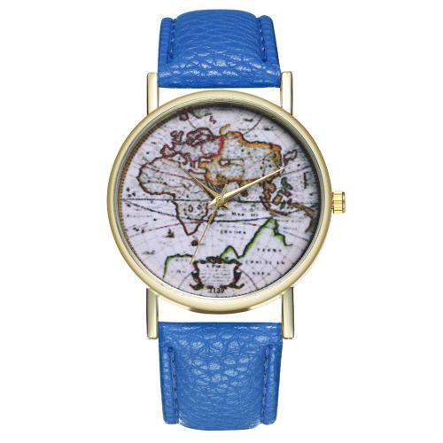 Montre A Quartz Zhoulianfa Avec Bracelet En Cuir Synthetique, Motif Simple, Unisexe, Pour Couple (Bleu)