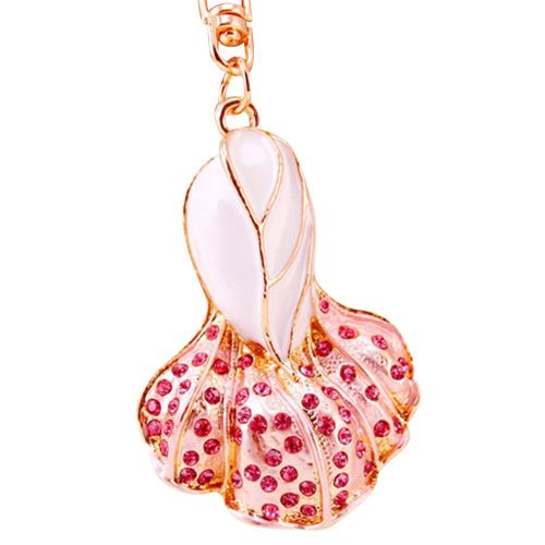 Porte-Cles Tendance En Alliage De Zinc En Forme De Chou Avec Strass, Rose