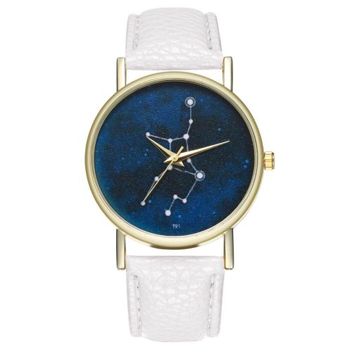 Montre A Quartz Zhoulianfa Avec Bracelet En Cuir Synthetique, Motif Simple, Unisexe, Pour Couple (Blanc)