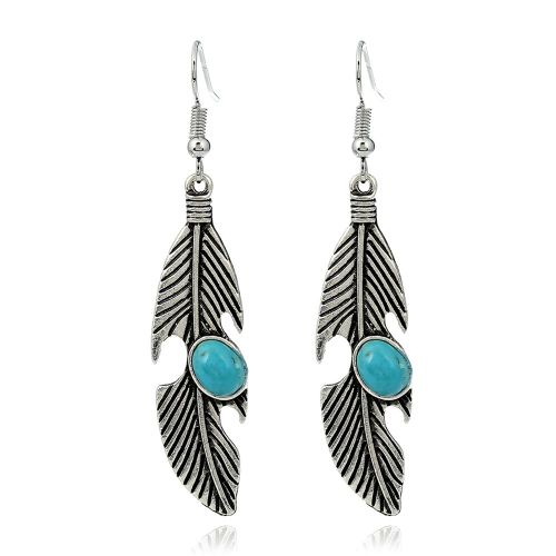 1 Paire De Boucles D'oreilles Pendantes Simples Pour Femmes, Avec Pendentif En Forme De Plume, Decoration De Bijoux