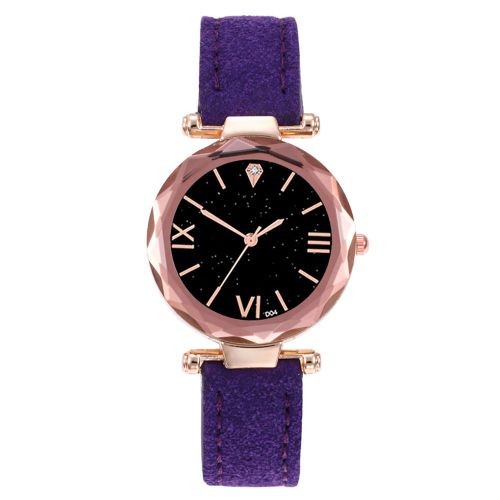 Zhoulianfa ¿C Montre-Bracelet A Quartz Tendance Pour Femme Avec Cadran A Chiffres Romains Et Bracelet En Cuir Synthetique (Violet)