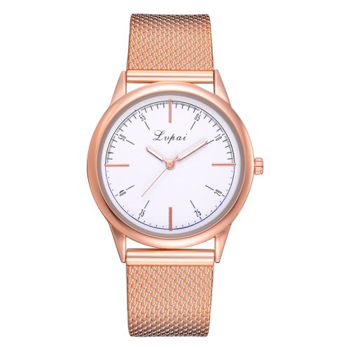 Lvpai Montre A Quartz Tendance Pour Femme, Cadran Rond En Alliage, Bracelet En Silicone, Or Rose