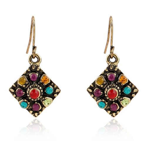 1 Paire De Boucles D'oreilles Creoles Geometriques Colorees En Zircon Pour Femmes