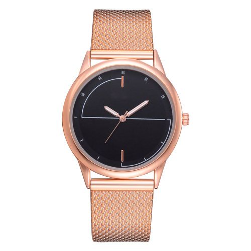 Montre-Bracelet A Quartz Lvpai Tendance Avec Cadran Rond En Alliage Et Bracelet En Silicone Pour Femme (Or Rose)
