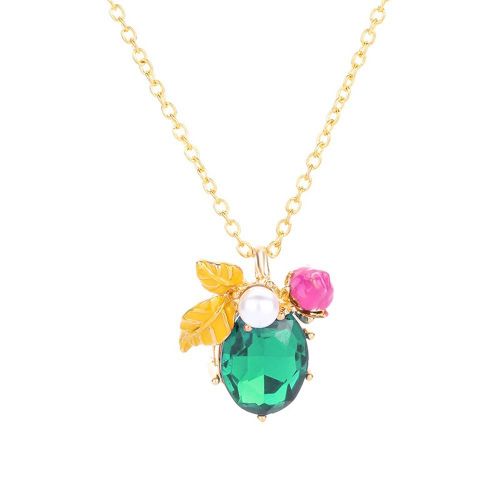 Collier Avec Pendentif En Strass Pour Femmes Et Filles, Accessoire Tendance Et Exquis Pour Vetements (Vert)