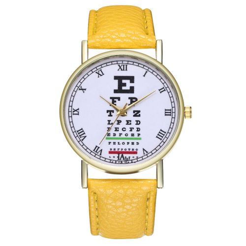 Montre A Quartz Zhoulianfa A La Mode Avec Chiffres Romains Et Bracelet En Cuir Pu (Jaune)