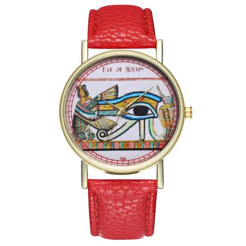 Montre A Quartz Zhoulianfa Avec Bracelet En Cuir Synthetique Et Cadran Rond Pour Couple (Rouge)