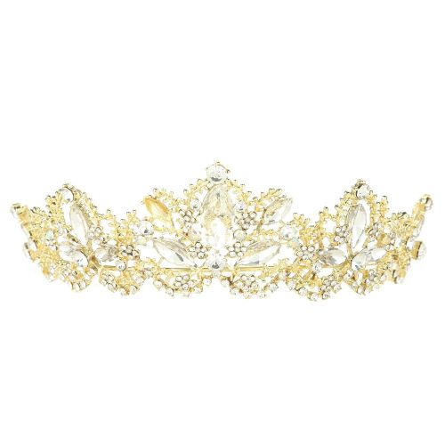 Diademe De Mariee De Luxe En Cristal Artificiel, Serre-Tete, Couronne De Princesse, Bijoux Pour Cheveux (Blanc)
