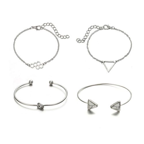 Lot De 4 Bracelets A Chaine En Alliage A Motif Geometrique Triangulaire