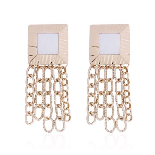 Boucles D'oreilles A Pompons En Chaine Style Boheme, Bijoux Geometriques En Resine Pour Femmes, E4276 (#2)