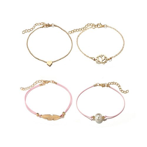 Ensemble De 4 Bracelets En Alliage Avec Chaine Et Perles Synthetiques