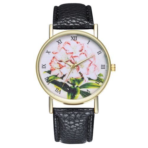 Montre A Quartz Zhoulianfa Avec Bracelet En Cuir Synthetique Et Chiffres Romains, Unisexe (Noir)