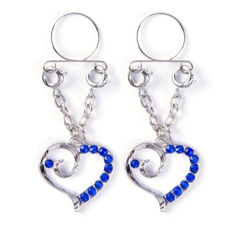 Piercing Pour Le Corps En Acier Chirurgical, Anneau De Teton Reglable En Forme De Cour Bleu