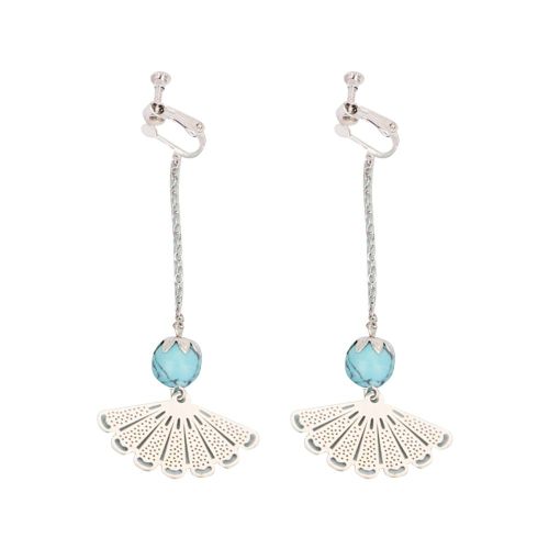 Boucles D'oreilles Vintage Classiques En Forme D'eventail Pour Femmes, Cadeaux Parfaits Pour La Saint-Valentin, Clip D'oreille Long En Argent
