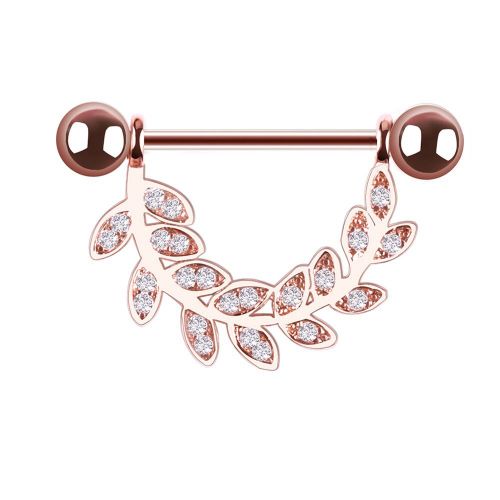1 Piercing Corporel En Acier Inoxydable Avec Strass, Anneau De Teton, Bouclier, Or Rose