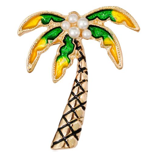 Broche En Alliage De Noix De Coco, Peinture A L'huile Exquise, Accessoire Vestimentaire Pour Femmes Et Hommes