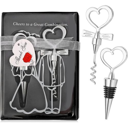Checarzhn--No1-2pack Ouvre-Bouteille Ensemble Bouchon De Vin, Forme De Coeur Tire-Bouchon De Bouteille De Vin, Cadeau Scellant De Vin, Pour Home Party Hotel Bar Cadeau Pour Mariages Et Fêtes Homme Fe