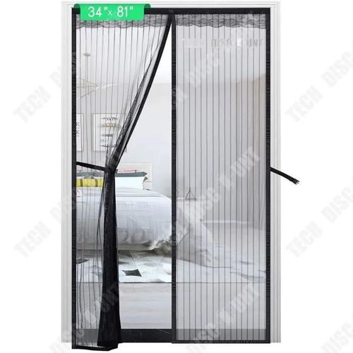 Rideau De Porte Anti-Moustique 210x90cm Respirant Pas Besoin Percer Des Trous Se Ferme Rapidement Maille Dense Tombe Pas Facilement