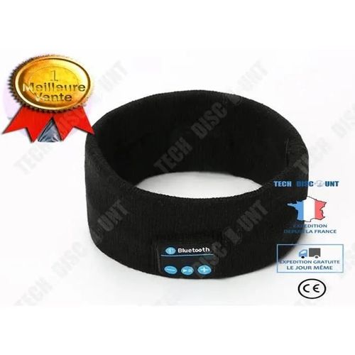 Td® Bandeau Électronique Écouteurs Intégrés Homme Femme Kit Main Libre Appel Réponse Musique Sport Bandeau High Tech Couleur Noir