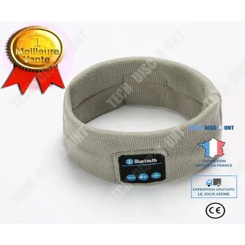 Td® Bandeau Électronique Écouteurs Intégrés Homme Femme Kit Main Libre Appel Réponse Musique Sport Bandeau High Tech Couleur Grise